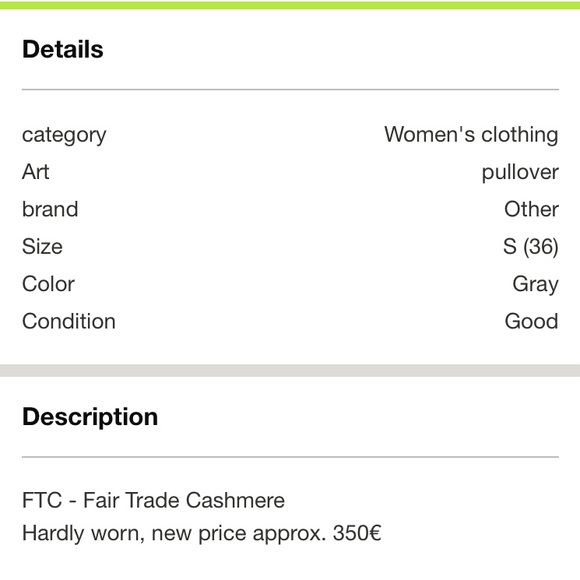 REDUCED FTC 100% (Fair Trade Cashmere) crew pullover sweater heather grey/pink - Picture 16 of 17